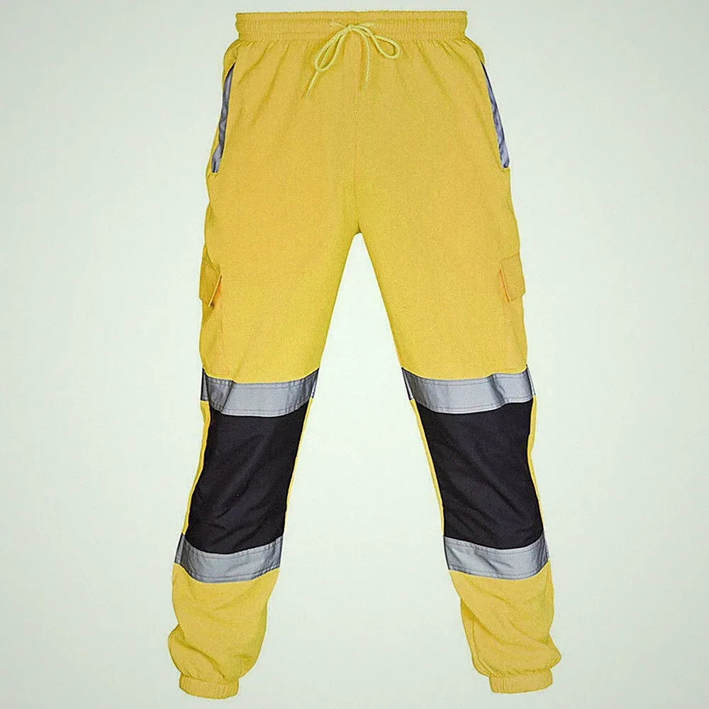 Herren Hi Viz Arbeitshose Trainingshose reflektierendes Jogginghosen SporthoseTK