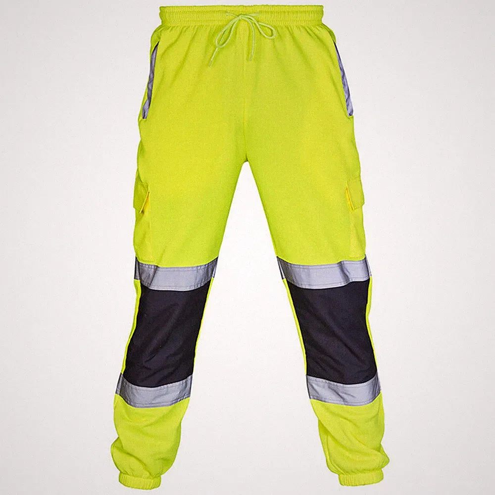 Herren Hi Viz Arbeitshose Trainingshose reflektierendes Jogginghosen SporthoseTK