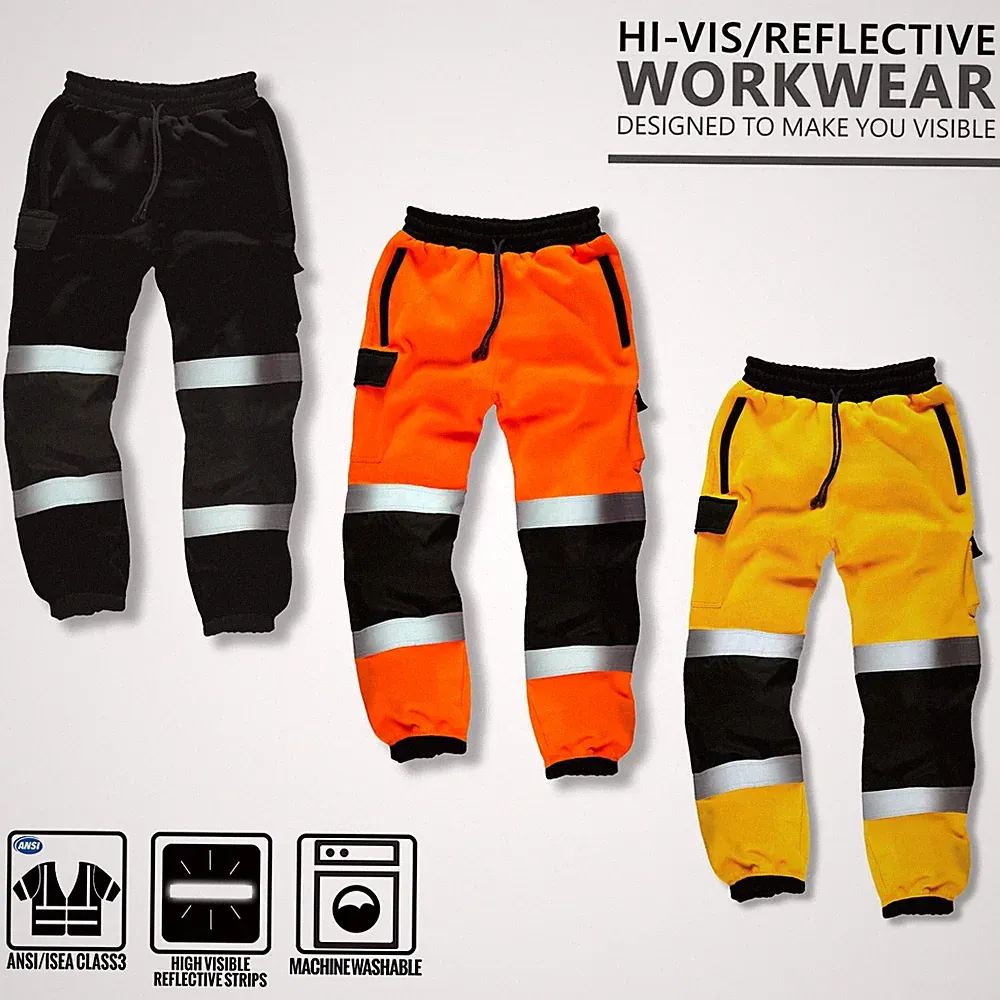 Herren Hi Viz Vis Utility Arbeitshose Sicherheit Jogginghose Fleece Jogginghose Hose
