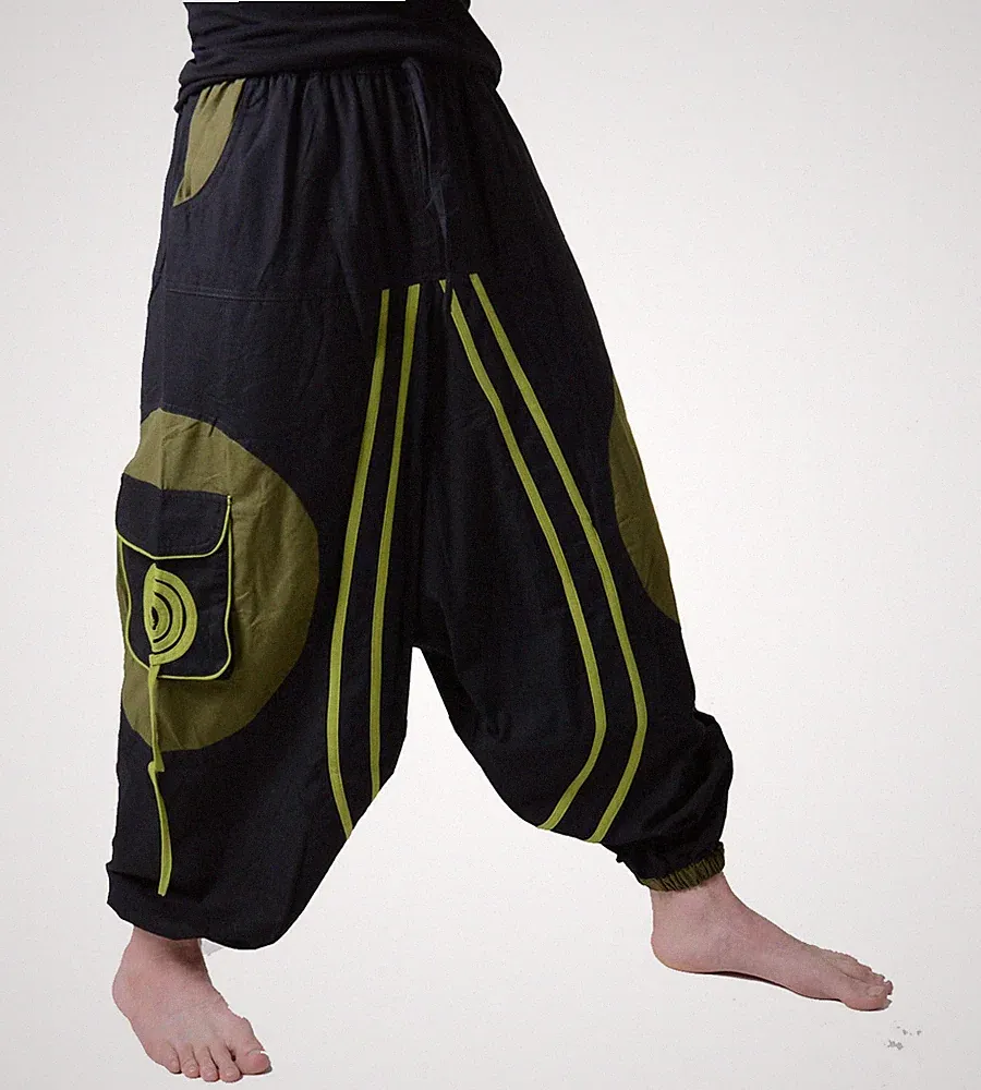 Herren Hippie Haremshose mit Spiral-Muster