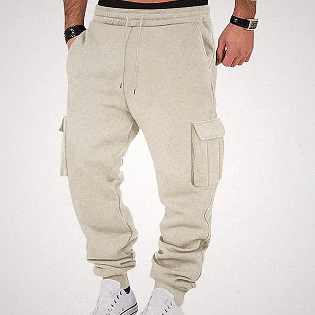 Herren Hose Cargo Stretch mit Tasche Outdoor Freizeithose mit Gummizug Sporthose