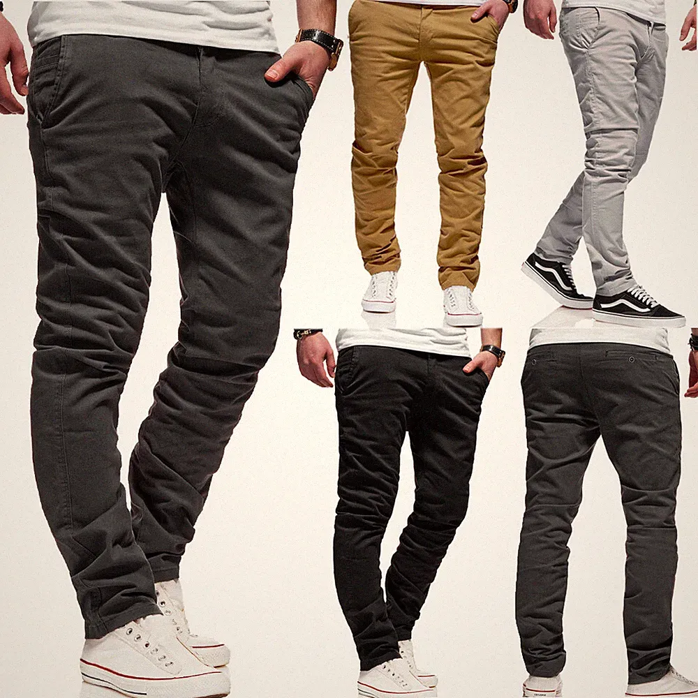 Herren Hose Chinohose Regular Slim Fit Chino Cargo Jeans Beige/Schwarz/Grau NEU
