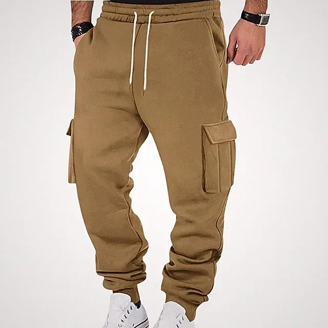 Herren Hose mit mehreren Taschen LangeHose Kordelzug Sport Jogginghose Cargohose