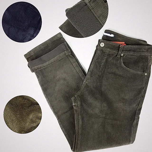 Herren Hose Samt Jeans Thermo gefüttert Fleece Winter warm gefüttert Ela