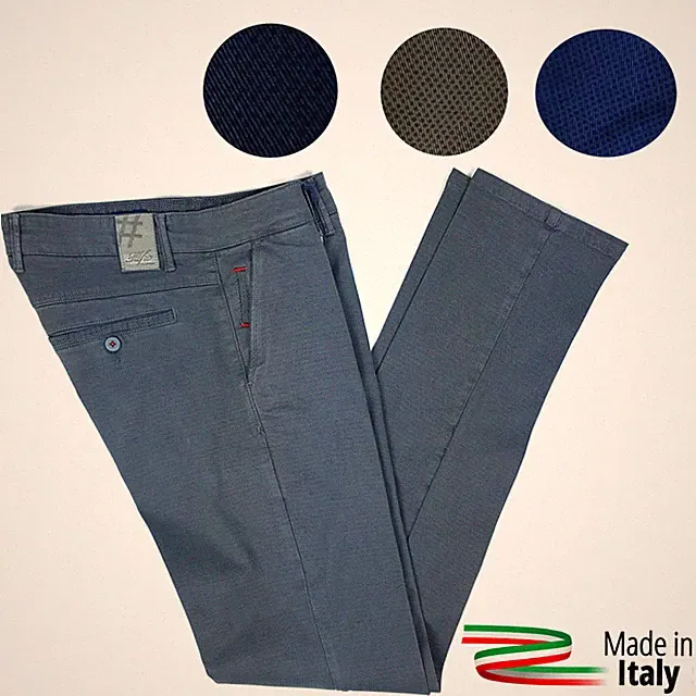 Herren Hose Slim Fit Skinny Jeans Micro Muster Indigo Blau Schlammgrau