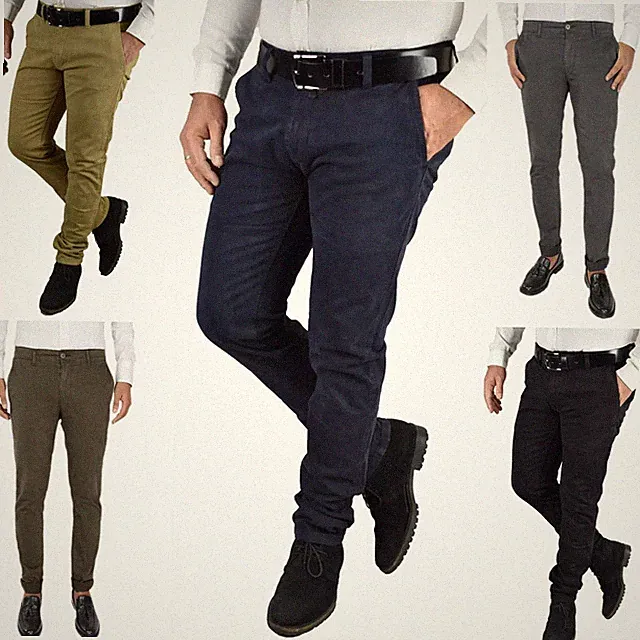 Herren Hose Slim Fit Stretch Chino Elegant Winter Tasche America Blau