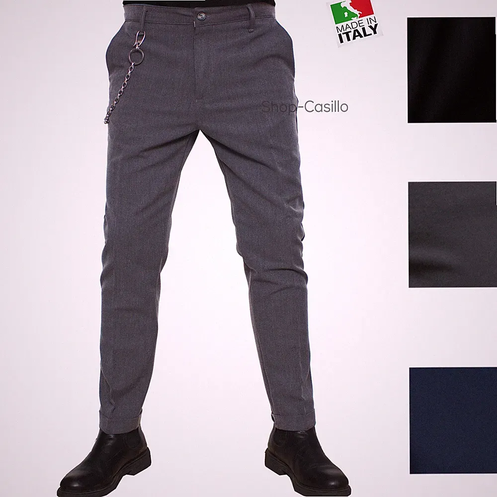 Herren Hose Slim Fit Tasche America Stoff Elegant Chino Winter Stett