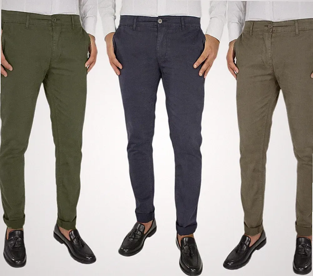 Herren Hose Winter Chino Jeans Stretch Slim Casual Elegant VEQUE