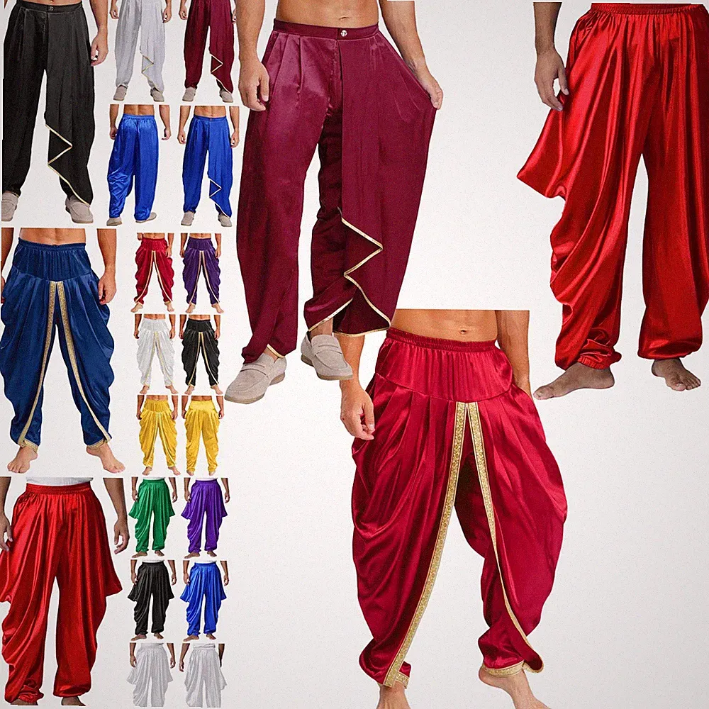 Herren Indische Hose Dhoti Pants Haremshose Pluderhose Baggy Hose Loose Fit