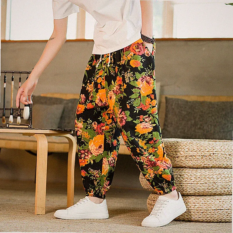 Herren Jeans Baggy Hose Gummibund Jogginghose Pluderhose Hose Vintage