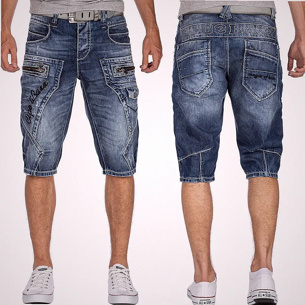 Herren Jeans Shorts Capri Kurze Hose Denim Jogging Bermuda Stretch Freizeit Cool
