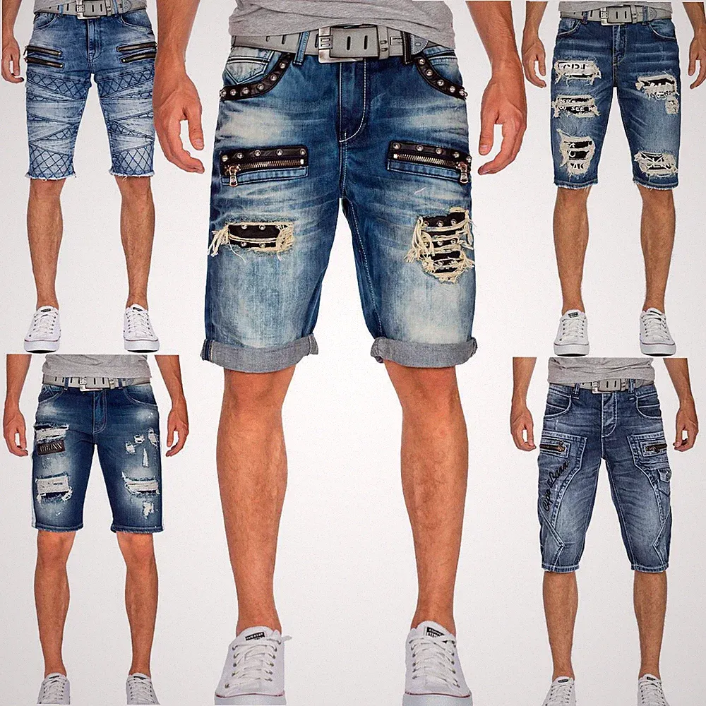 Herren Jeans Shorts Capri Kurze Hose Denim Jogging Bermuda Stretch Freizeit Cool