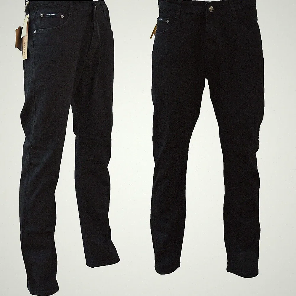 Herren Jeans Slim Fit Regular Stretch Jeanshose Übergröße Hosen Schwarz