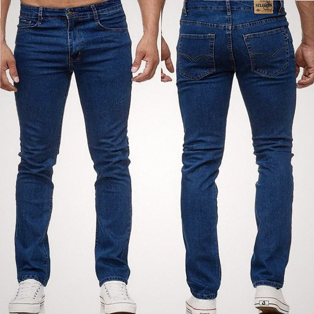 Herren Jeans Slim Fit Regular Stretch Jeanshose Übergröße Hosen Six-Jeans