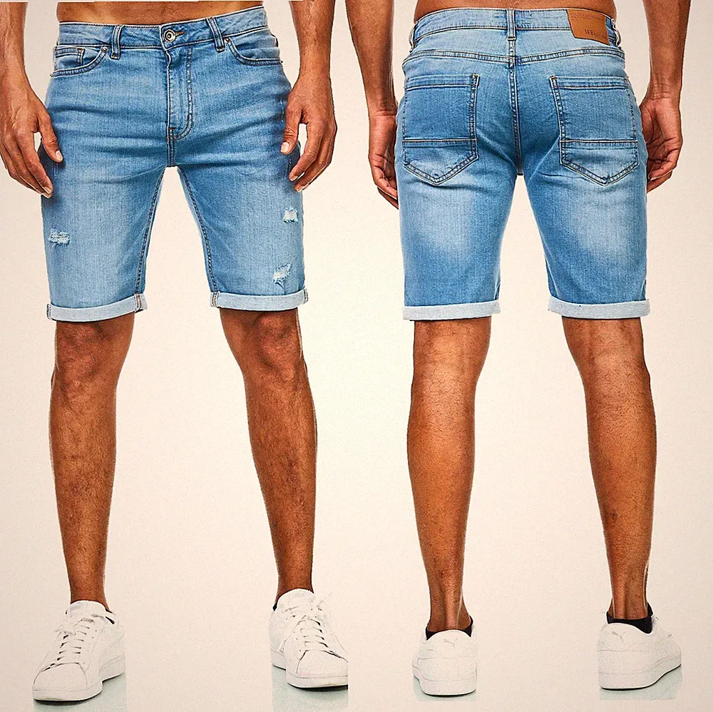 Herren Jeansshorts Bermuda Männer Kurze Hose Regular Fit