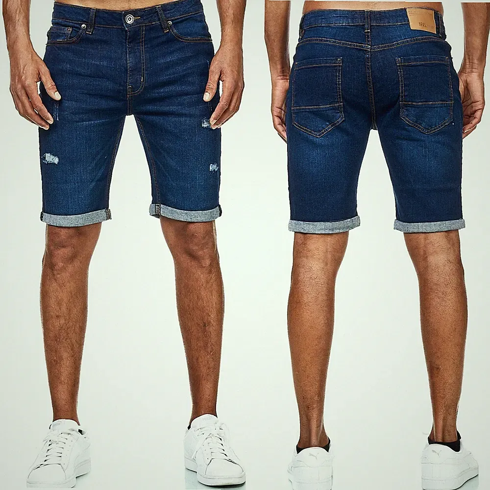 Herren Jeansshorts Bermuda Männer Kurze Hose Regular Fit Weiss Blau Schwarz