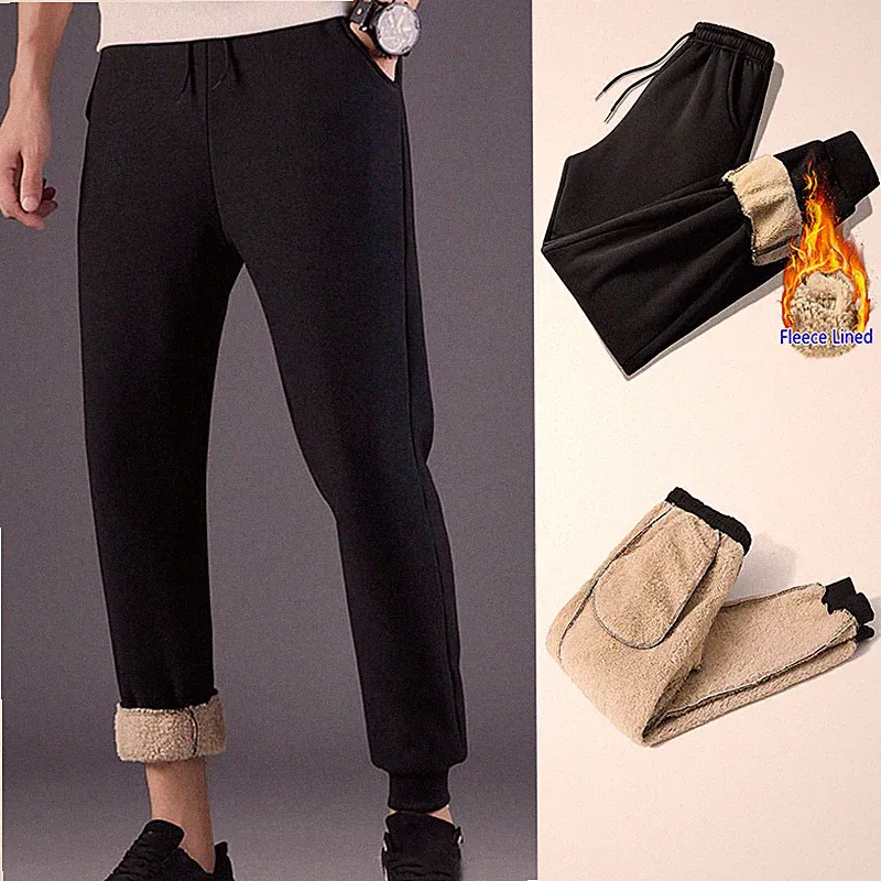 Herren Joggen Jogginghose Dick Fleecefutter Winter Warm Sport Fitnessstudio Plus