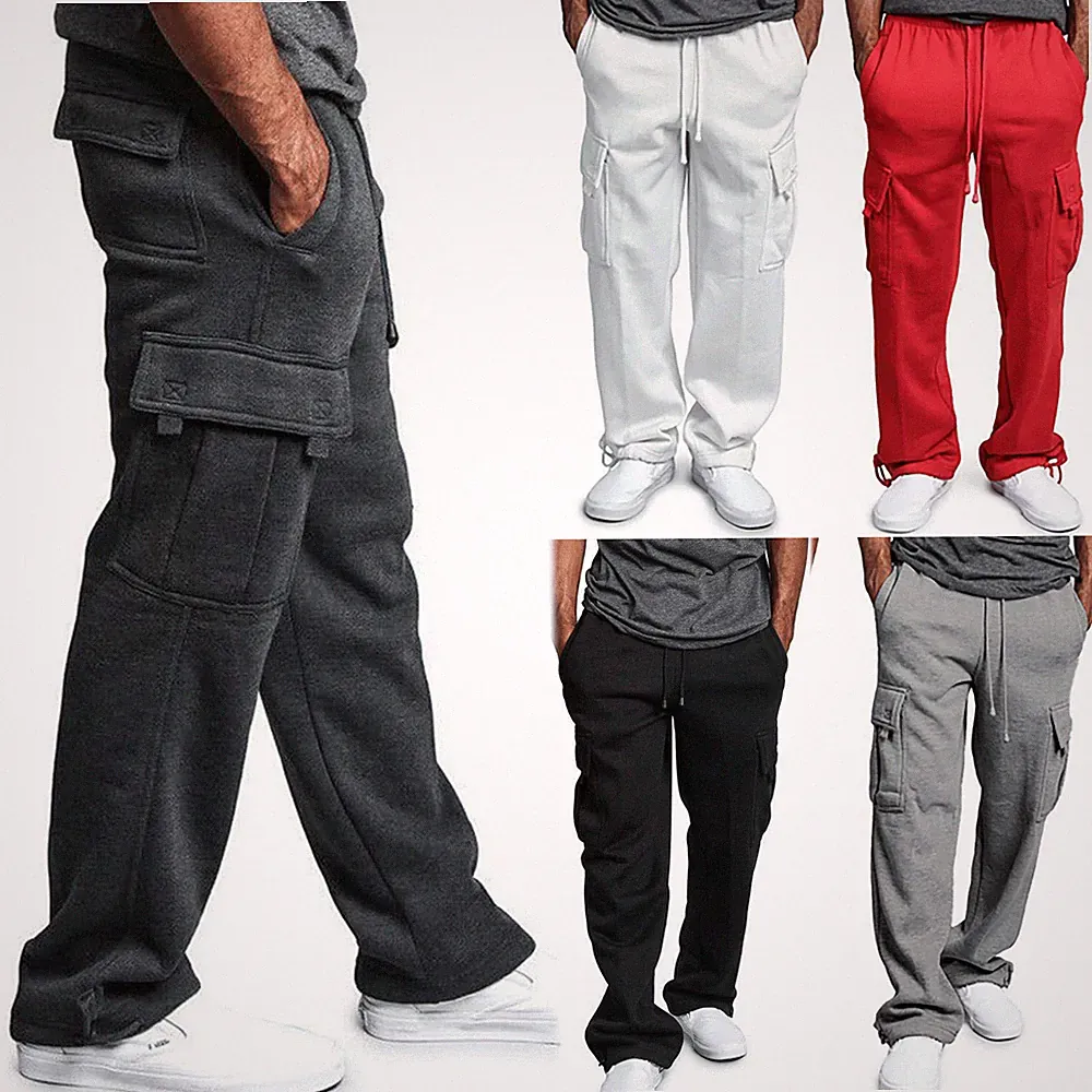 Herren Jogger Freizeithose mit Seitentaschen Gym Fitness Sporthose Jogginghose D