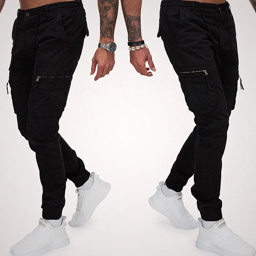 Herren Jogger Hose Freizeit Baumwoll Pants Cargohose Jogginghose Color MIX IT983