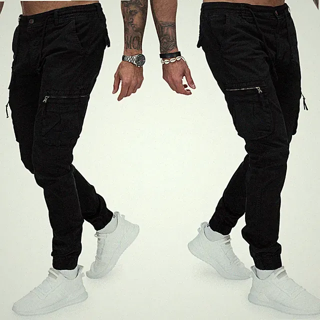 Herren Jogger Hose Freizeit Baumwoll Pants Cargohose Jogginghose Color MIX IT983