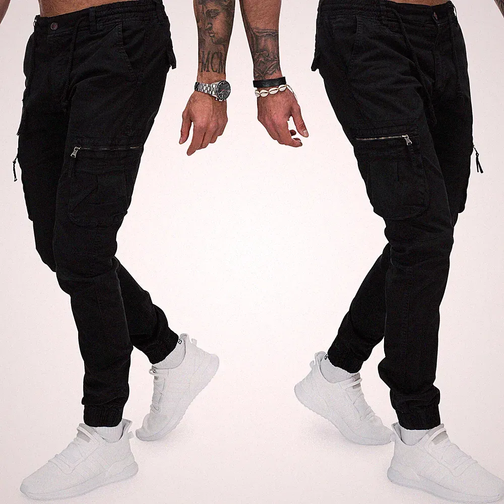 Herren Jogger Hose Freizeit Baumwoll Pants Cargohose Jogginghose IT983 Color MIX