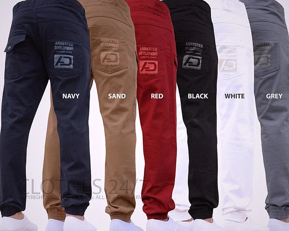 Herren Jogger Jeans Bündchen Designer Chino Stretch Hose Slim Fit alle Bundgrößen