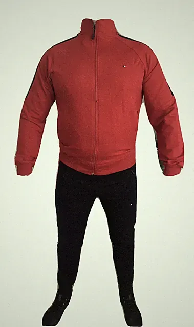 Herren Jogginganzug Trainingsanzug Sportanzug Freizeitanzug, 2XL Rot/Schwarz
