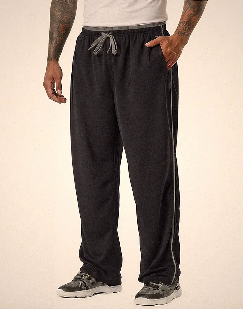 Herren Jogginghose Baggy Schwarz Grau Mesh Fitness Reißverschlusstaschen
