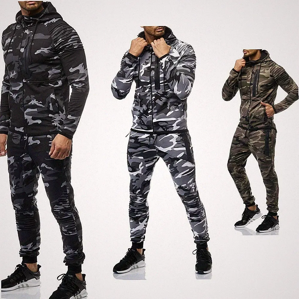 Herren Jogginghose Camouflage Sporthose Trainingshose Hose Zipper NEU 1053 18DE