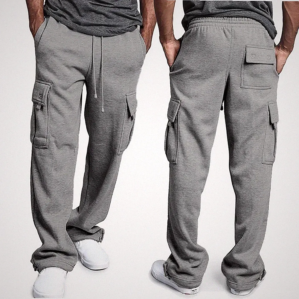 Herren Jogginghose Cargo Style mit Taschen, breiter Freizeit Sportanzug