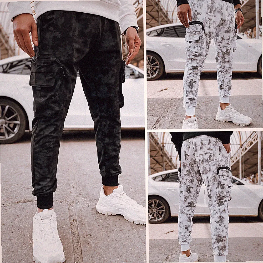 Herren Jogginghose Cargo Sweatpants Gemustert Sporthose Trainingshose DSTREET