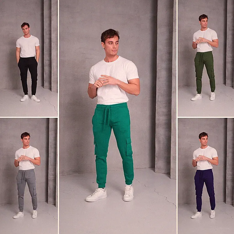 Herren Jogginghose Cargohose Sporthose Freizeithose Gummizug Bequem Stilvoll