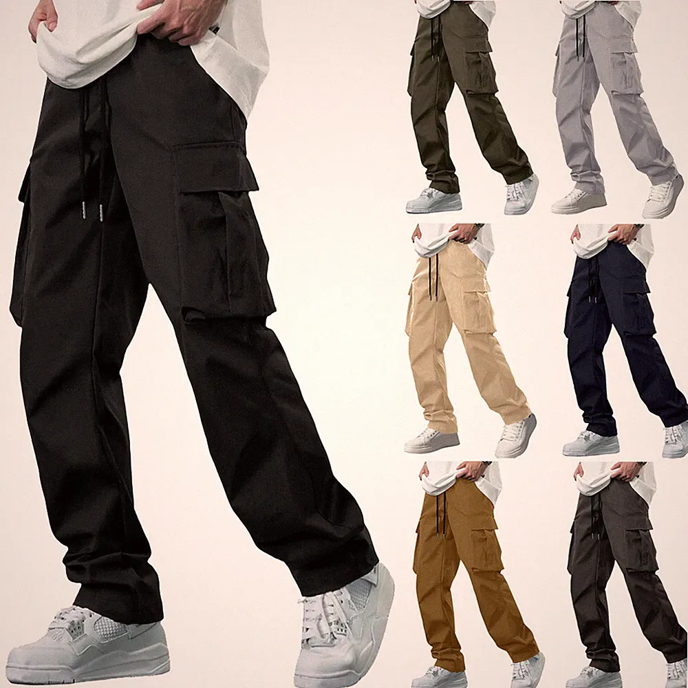 Herren Jogginghose Cargohose Tasche Hose Männer Causal Sporthose Freizeithose DE