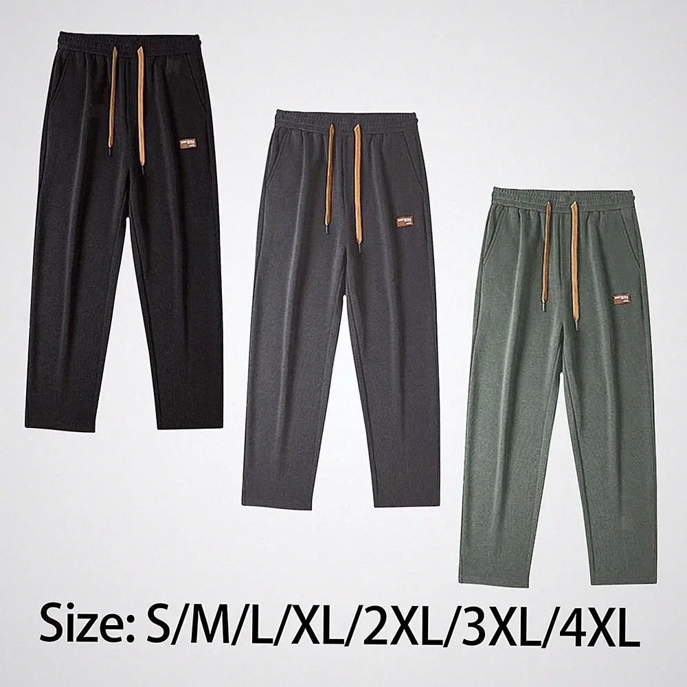 Herren Jogginghose Gerade Hose Lockere Passform Kordelzug Lässig Elastische