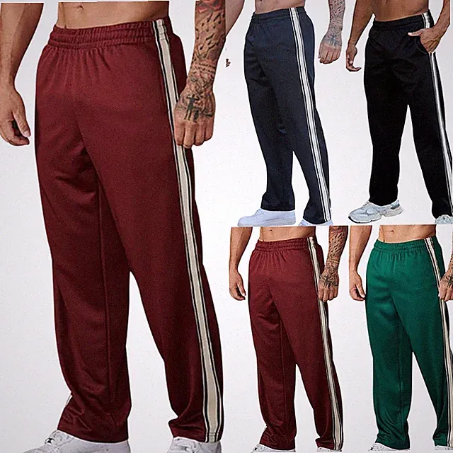 Herren Jogginghose Gestreift Joggers Gym Sport Trainingsanzug Freizeithose Hose