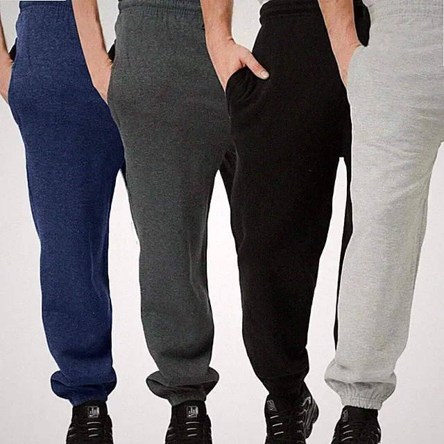 Herren Jogginghose Gummizug Joggers Fleece Uni Reißverschlusstaschen Kordelzug
