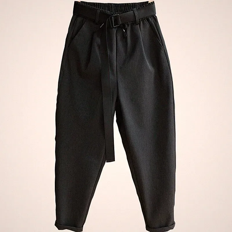 Herren Jogginghose Harem Pants Baggy Mit Gürtel Schwarz Dunkelgrau