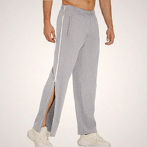 Herren Jogginghose hellgrau Gr. 2XL (52) mit 2-Wege-Reißverschluss / Reha-Hose