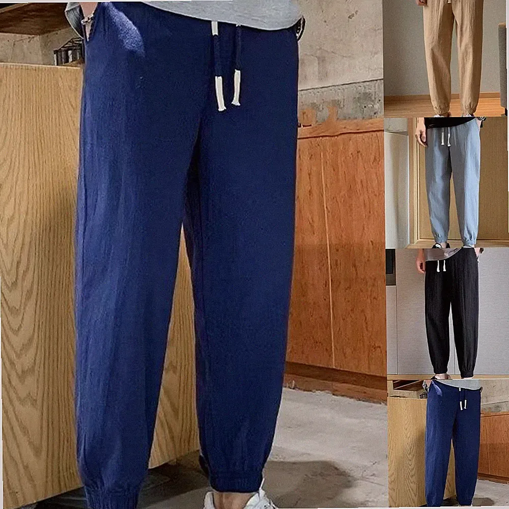 Herren Jogginghose Knöchellang Loose Fit für FREIZEIT Sweatpants Einfarbig