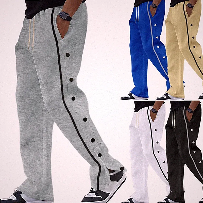 Herren Jogginghose Knopfhose Traningshose Reha-Hose mit Druckknöpfe Freizeit