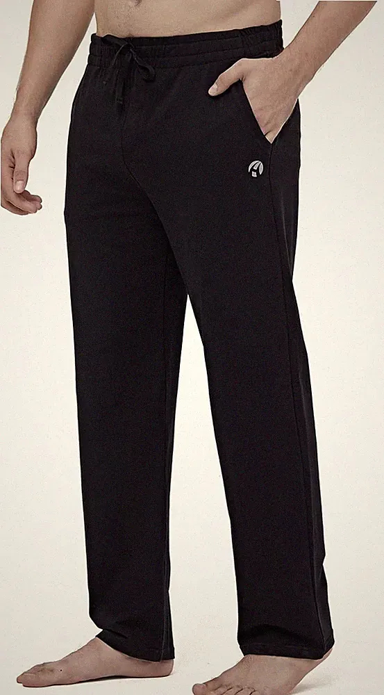 Herren Jogginghose Lange Baumwolle Atmungsaktiv Sporthose Yogahose mit Taschen