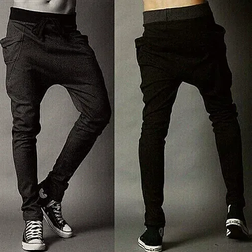 Herren Jogginghose Loose Fit Kordelzug Taschen Sporthose Schwarz Polyester