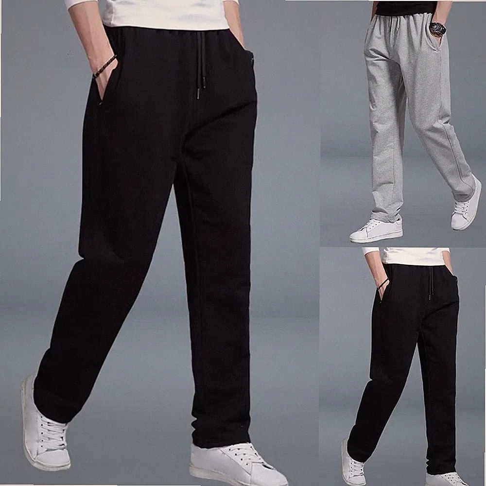 Herren Jogginghose Loose Fit Sweatpants Gerades Bein Gym Laufen Ein