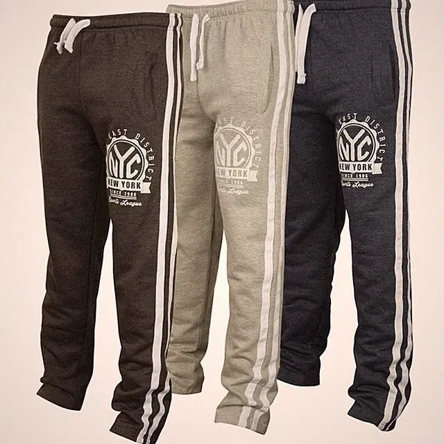 Herren Jogginghose mit offenem Saum NYC Seitenstreifen Jogger