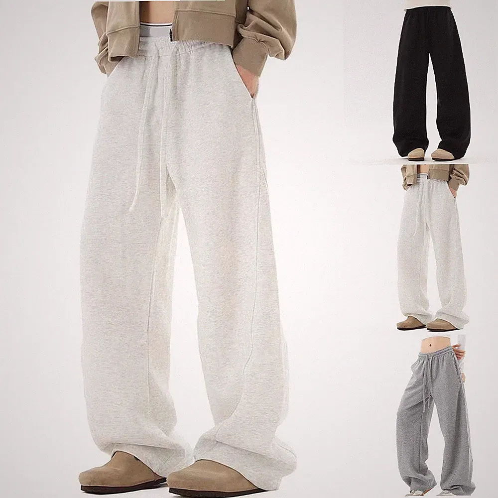 Herren Jogginghose mit weitem Bein Oversize Baggy Kordelzug Freizeithose für Da