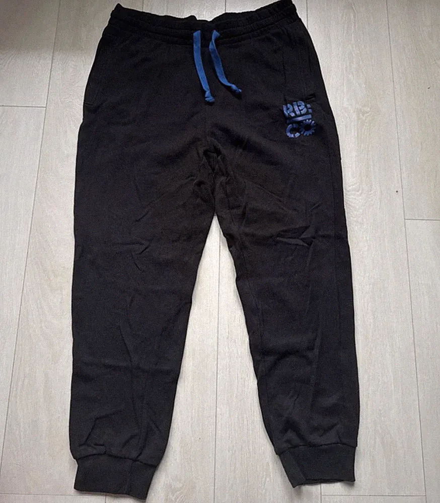 Herren Jogginghose Schwarz Baumwolle Jersey elastischer Bund Kordelzug Gr. 52/54