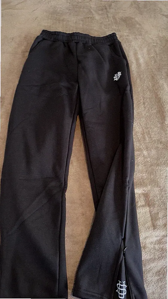 Herren Jogginghose Schwarz S Fleece Taschen Bein-Reißverschluss