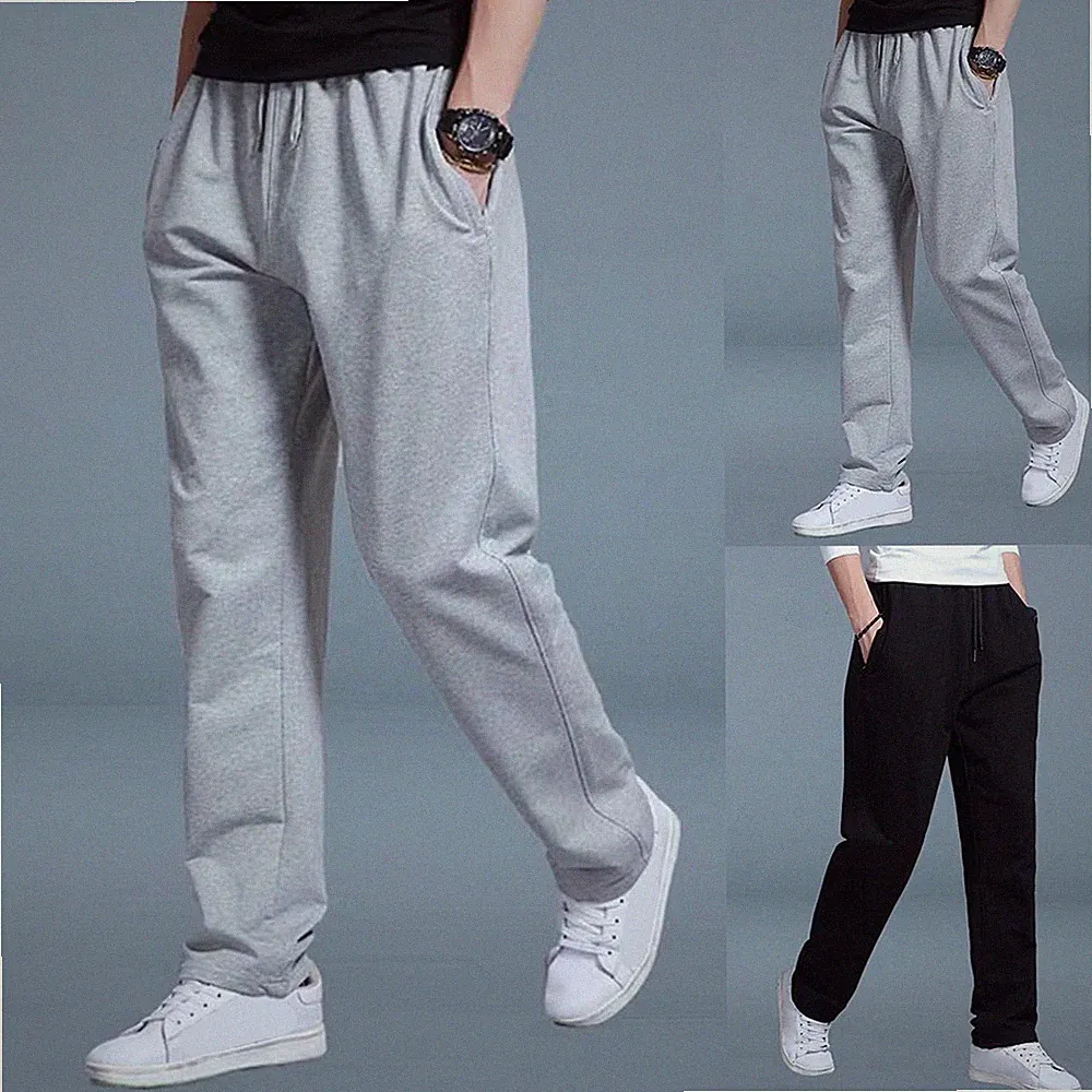 Herren Jogginghose Sweatpants Loose Fit Gerades Bein Sporthose Schw