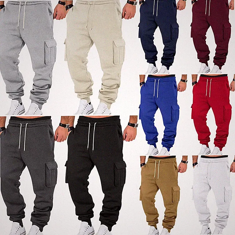 Herren Jogginghose Trainingshose Fitnesshose Sporthose Multi-Taschen Lange Hose