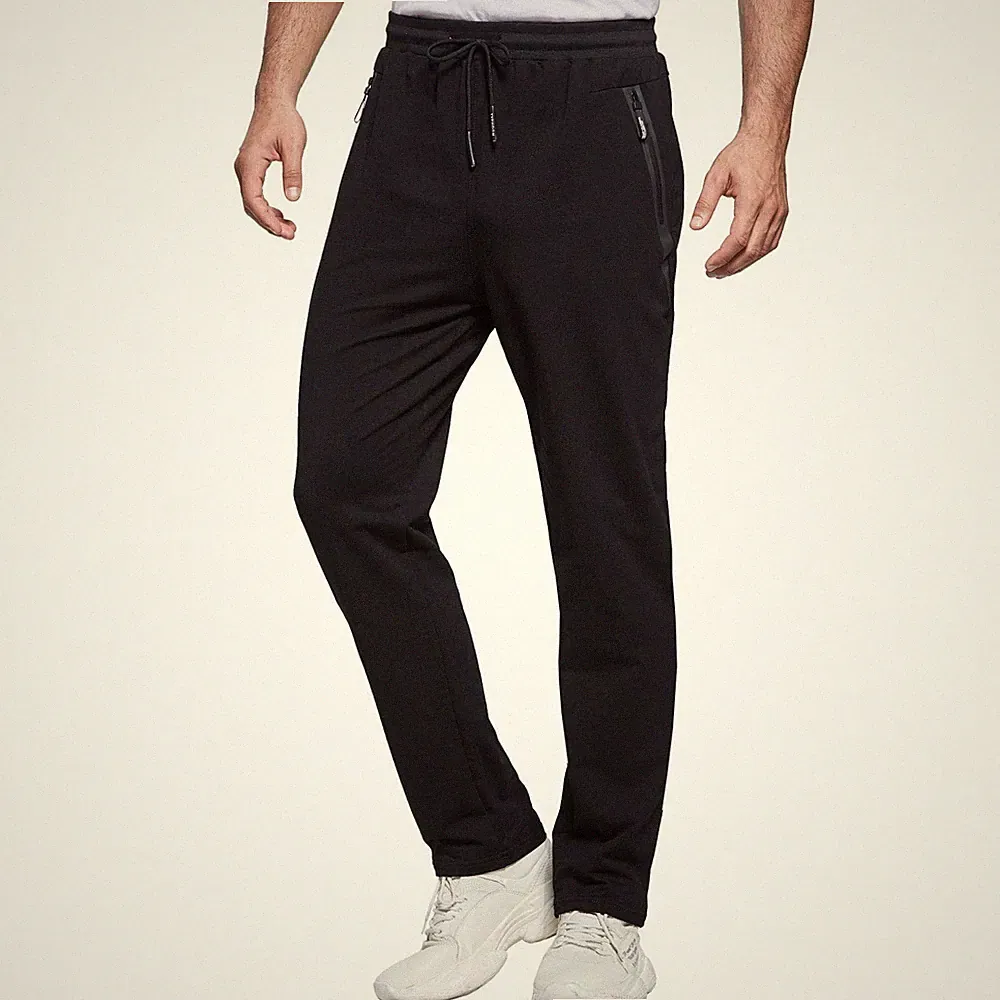 Herren Jogginghose Trainingshose Sporthose Lang Baumwolle Fitness Reißverschluss